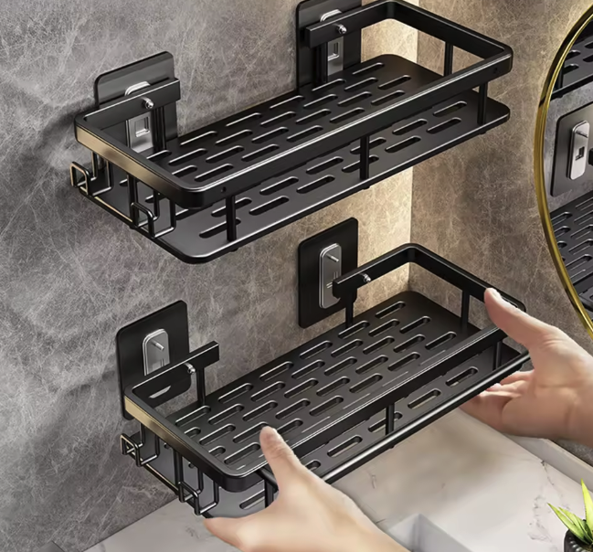 2 Pieces No Drill Bathroom Shelf
