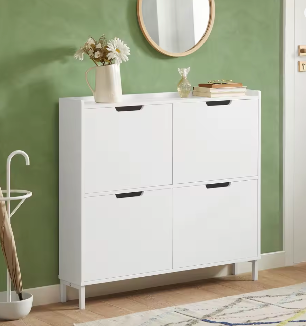 4 flap shoe rack with 8 shelf surface