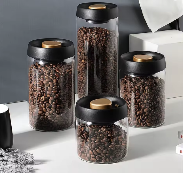 Coffee Bean Storage with Press-Down Vacuum Glass