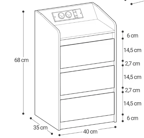 Modern Bedside Table with Charging Station and LED