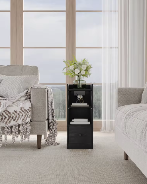 Modern Bedside Table with Charging Station