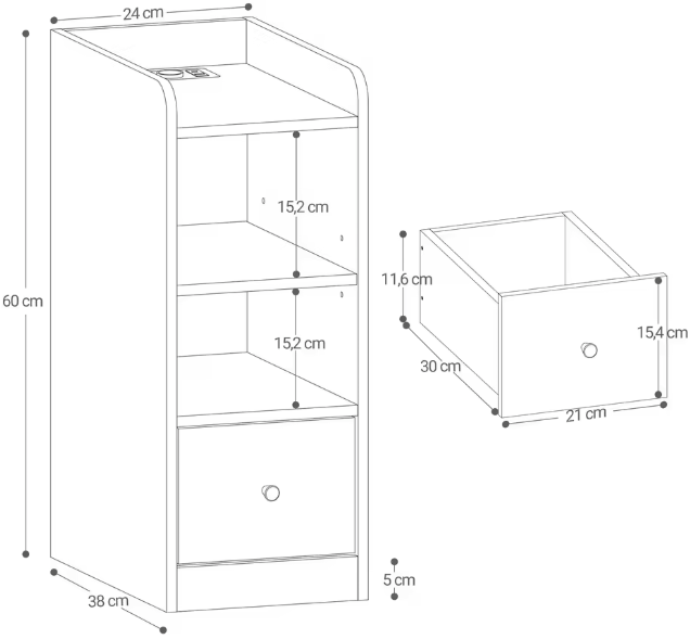 Modern Bedside Table with Charging Station