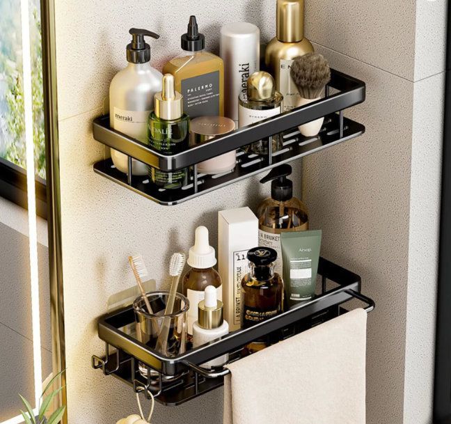 2 Pieces No Drill Bathroom Shelf