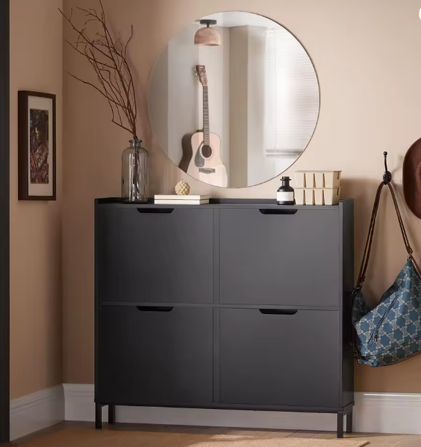 4 flap shoe rack with 8 shelf surface