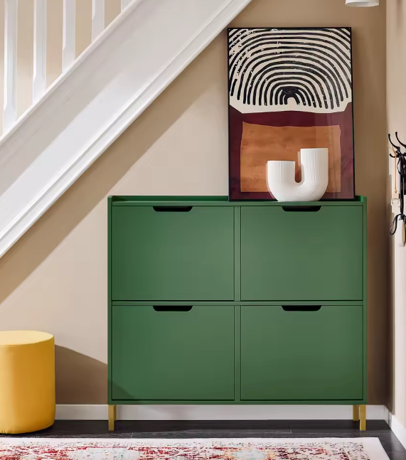 4 flap shoe rack with 8 shelf surface
