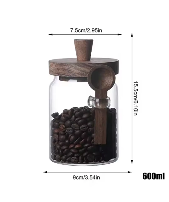 Glass Jar with Wooden Lids and Scoop