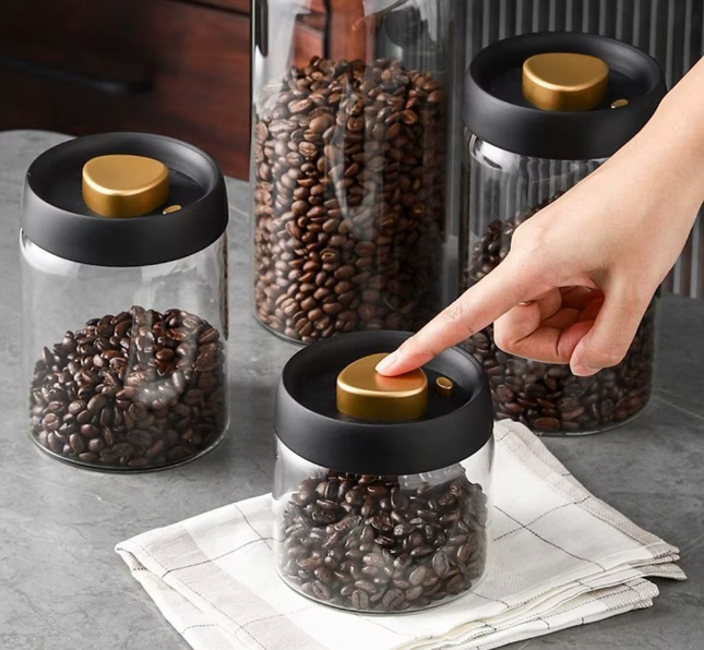 Coffee Bean Storage with Press-Down Vacuum Glass