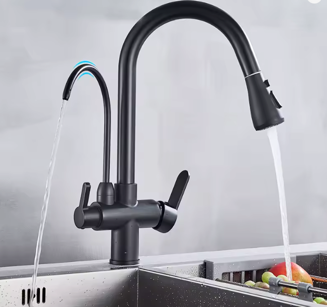 Kitchen Faucet Pull Out & 360° Rotating with Filter Water and Sprayer 3 Ways