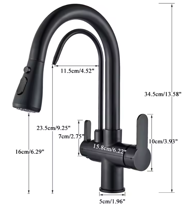 Kitchen Faucet Pull Out & 360° Rotating with Filter Water and Sprayer 3 Ways