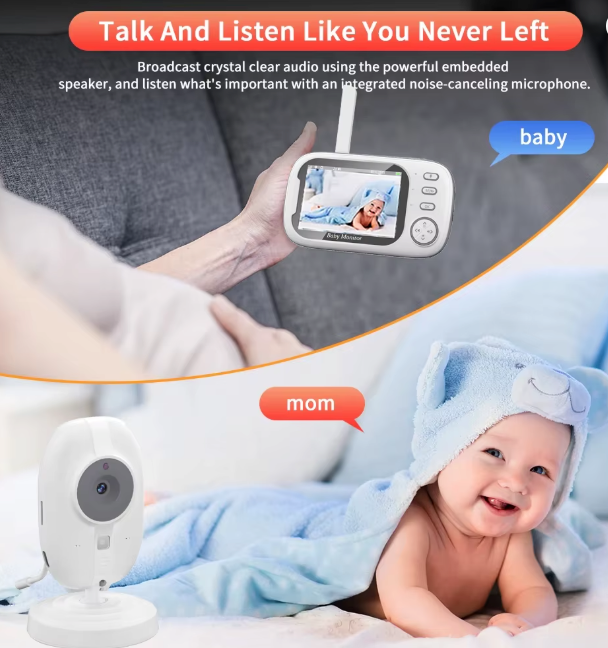 Wireless Video Baby Monitor with Night Vision & Temperature Monitoring