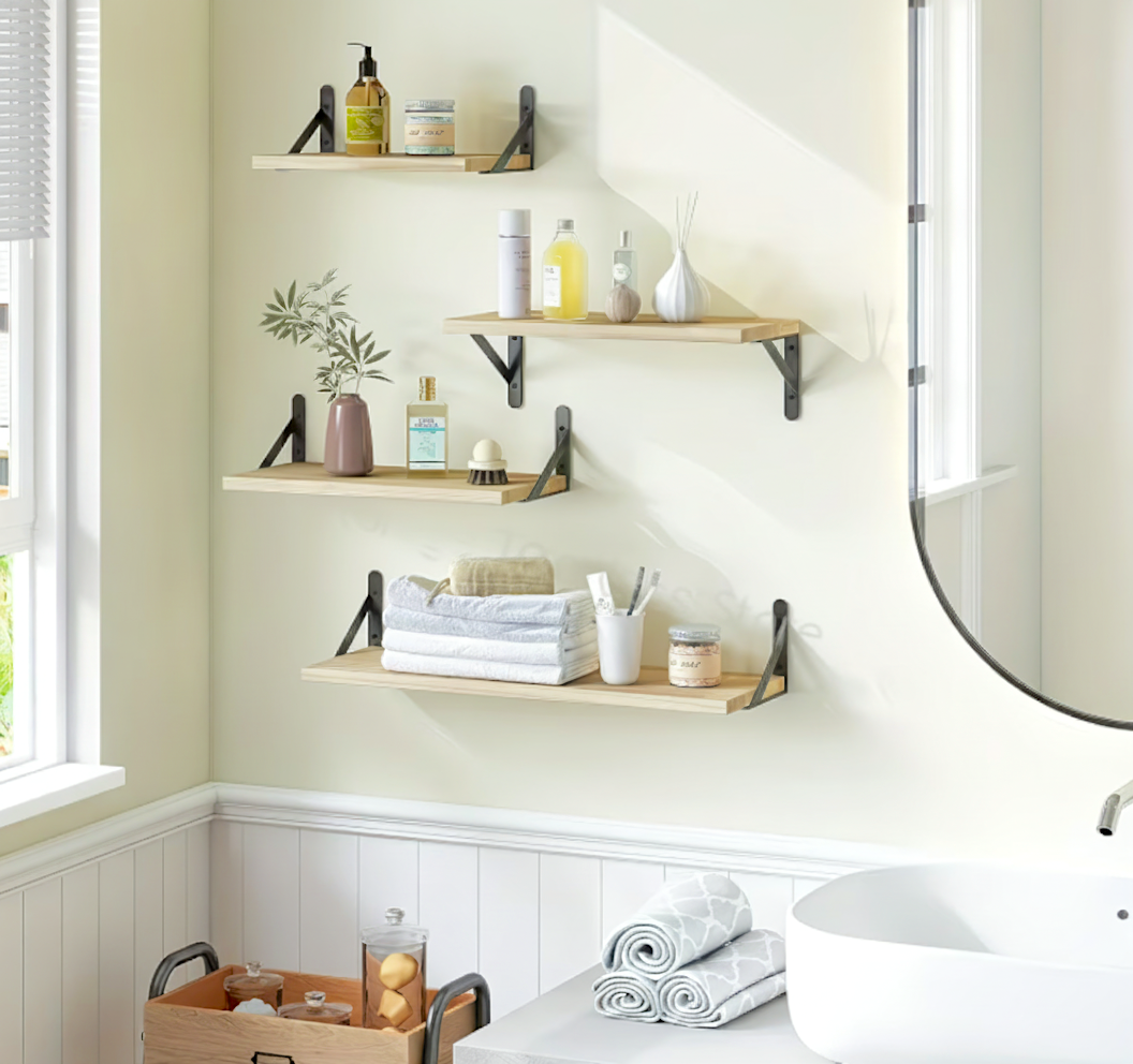 Wall wooden shelves