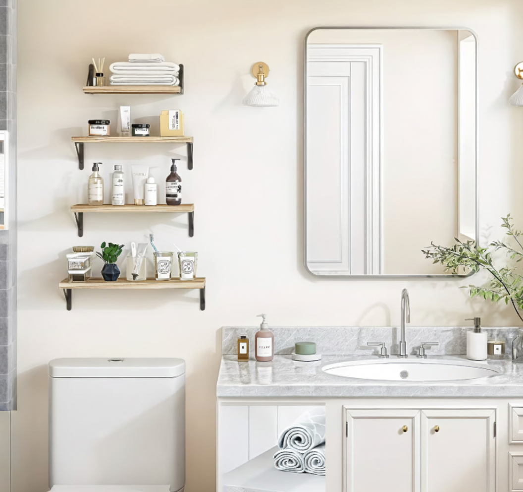 Wall wooden shelves