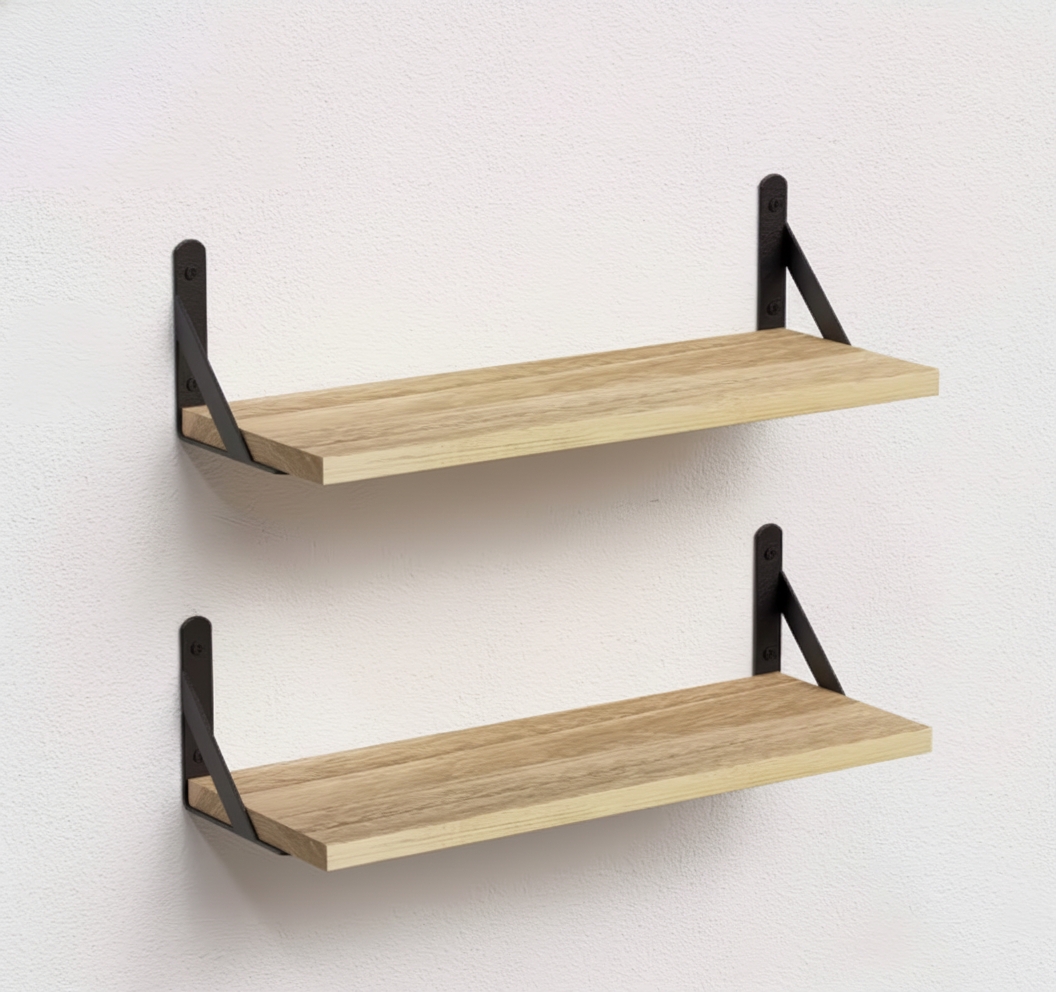 Wall wooden shelves